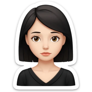 دختر زیبا با لباس مشکی کمی خسته و امیدوار  sticker