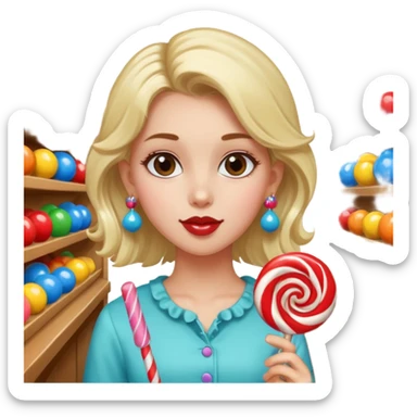 very pretty candy shop girl face with unique hair and earrings sticker
