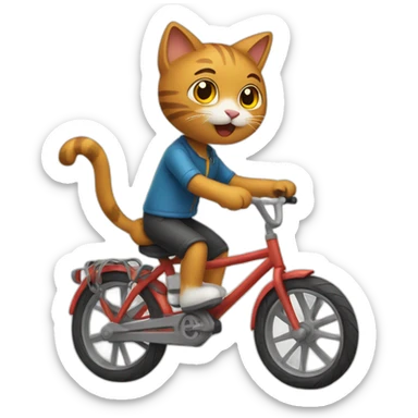 a cat riding a bike sticker