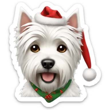 a west highland terrier wearing a christmas hoodie  sticker