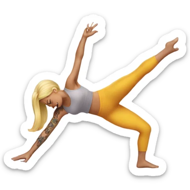 Blonde woman with arm tattoo doing a backbend sticker