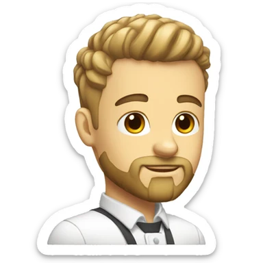 barber white boy with buzzed hair and beard sticker