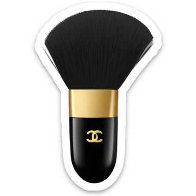 a half-moon shape with soft bristles and a black base featuring the Chanel logo. sticker