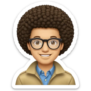 light skin man with afro sticker