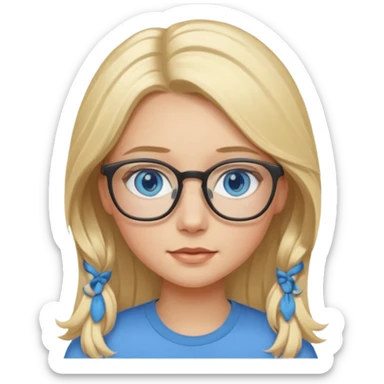 Blonde girl wearing glasses with blue eyes and long hair sticker