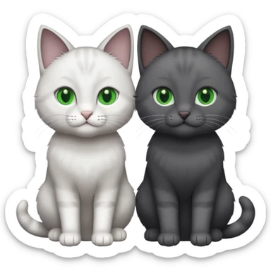 2 different coloured grey cats including one dark grey and white cat and one completely solid dark grey cat with green eyes and only white paws sticker