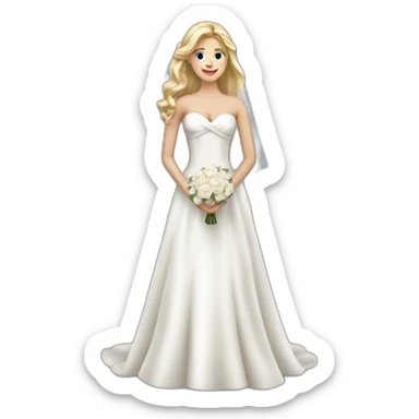 white blond beautiful bride full body sticker