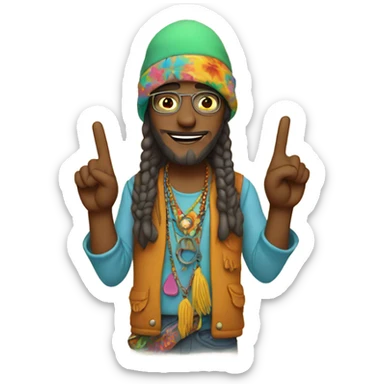 Hippie with peace sign sticker