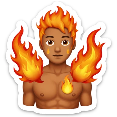A man; left nipple on fire sticker