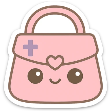 Make the gold and black gothic kawaii purse more minimal with reduced details. Keep only one or two simple gothic symbols. The purse should have big eyes, a smiling and playful expression, and a cartoonish style. Remove the background. sticker