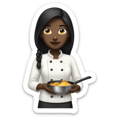Pale girl with black hair cooking  sticker