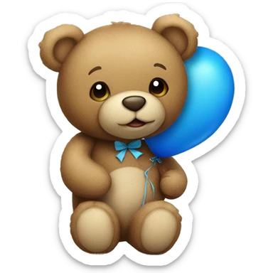 Teddy bear holding blue balloons sticker