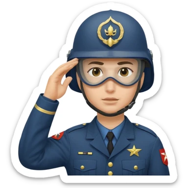 Soldier saluting with helmet + mask sticker