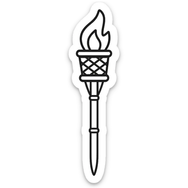 hand-drawn outline style bamboo torch icon sticker