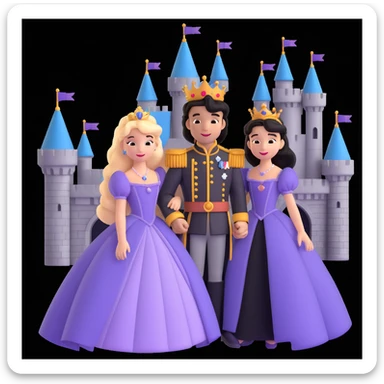 prince and princess disny dress close up photo in castle sticker