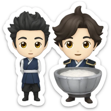 gojo satoru with kamado tanjiro sticker