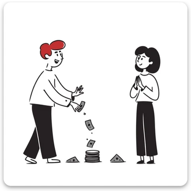 Young man with red hair finds money on the street and his wife is watching it sticker