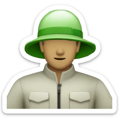 gardener pith helmet jacket white green trees  sticker