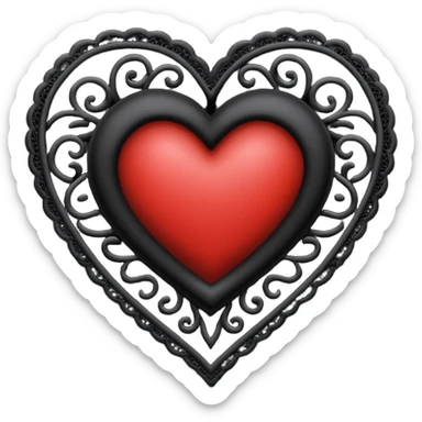 goth heart with a black lace lock sticker