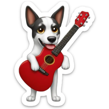 Dog with red guitar funny silly sticker