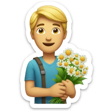 Guy holding flowers  sticker