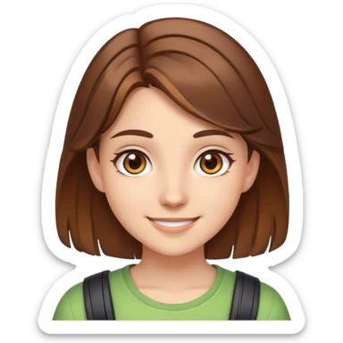 Happy Young gamer Girl with brown hair and brown eyes sticker