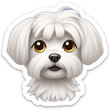 Maltese with hair tied up sticker