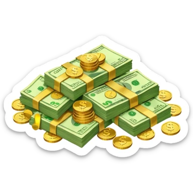 It's an image of money such as coins and bills, but there's only one or two  sticker