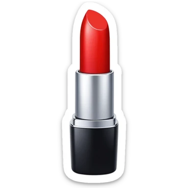 Generate a high-quality emoji of a red lipstick, realistic shape and color, smooth gradient colors, no facial features, simple white background, high-resolution.
 sticker