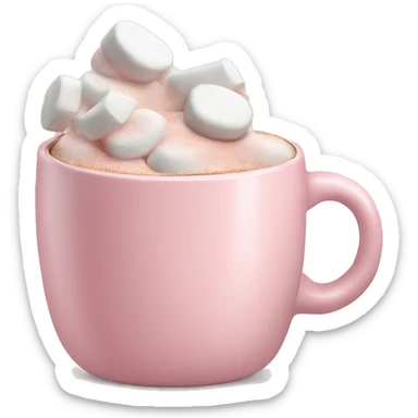 Light Pink mug of hot chocolate with marshmallows  sticker