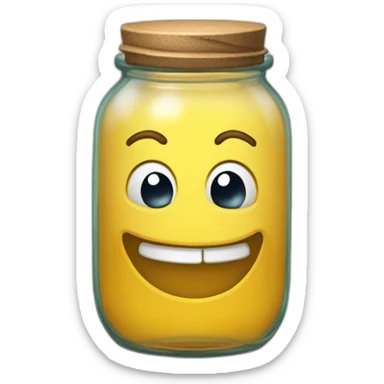 a glass jar of liquid smirks slyly sticker