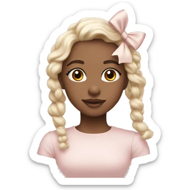 Light powder pink with beige bow sticker