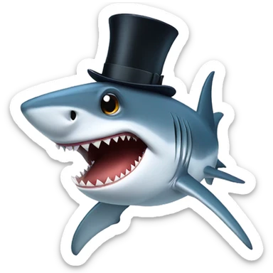 Shark with a top hat sticker