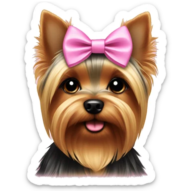 Yorkie with pink bow  sticker