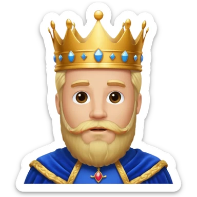 bearded king with crown and blue outfit blonde hair sticker