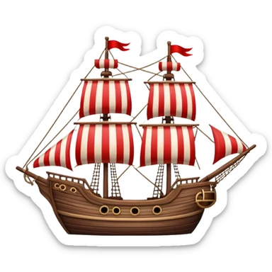 pirate ship red and white lines  sticker