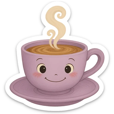 Change the pink mocha to lavender, keep it cute and inviting in Ghibli style, with no background. sticker