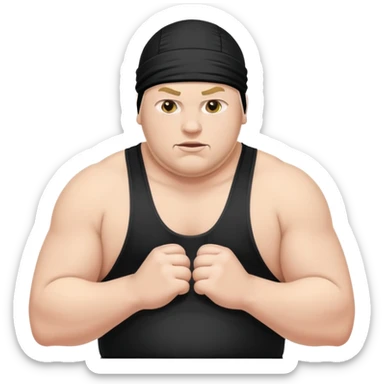 White skin fat guy with black durag in wrestling singlet sticker