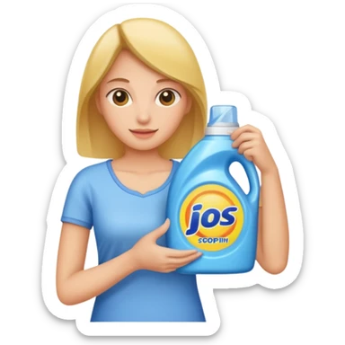 woman holding laundry detergent sticker