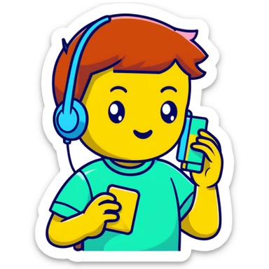 cheerful cartoon teenager holding a phone with 'Tax Refund!' notification, sparkling eyes, pop art colors sticker