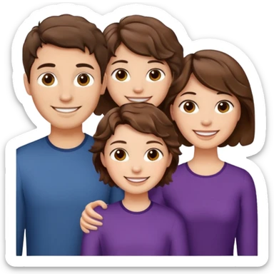 Throuple two women with short wavy brown hair, male with short brown hair sticker