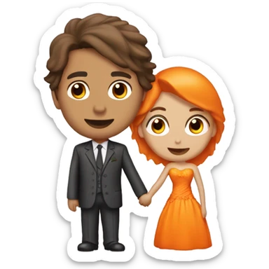 Novio moreno besándose con novia peli naranja  sticker