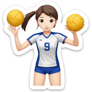 Japanese high school girl in sports uniform playing volleyball sticker