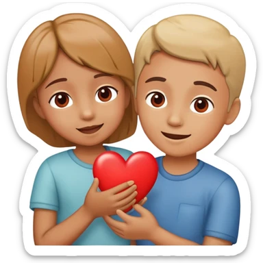 child giving a heart to a parent, happy and affectionate sticker
