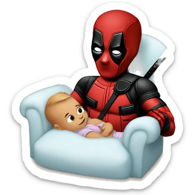 Deadpool with baby sticker