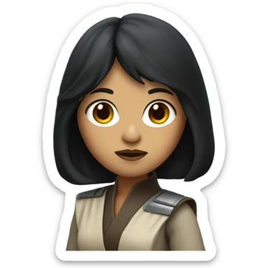 female starwars character with dark long hair and bangs sticker