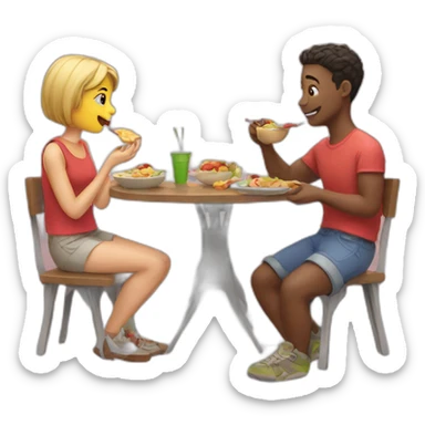 Two friends eating lunch sticker