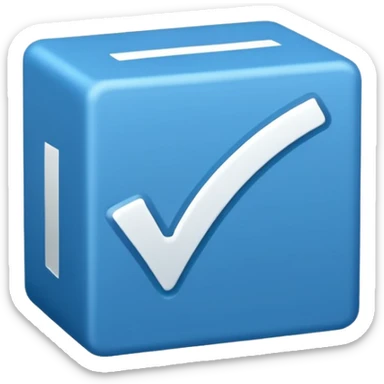 Side way check mark in bule box 2d not 3d sticker