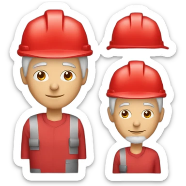 Industrial professional senior mechanical fitter working with a helmet red and red clothing sticker