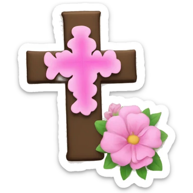Bible, pink, flowers, cross sticker